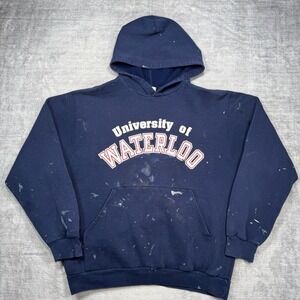 University of Waterloo Sweatshirt Mens XL Blue Vintage Distressed Tiger Brand